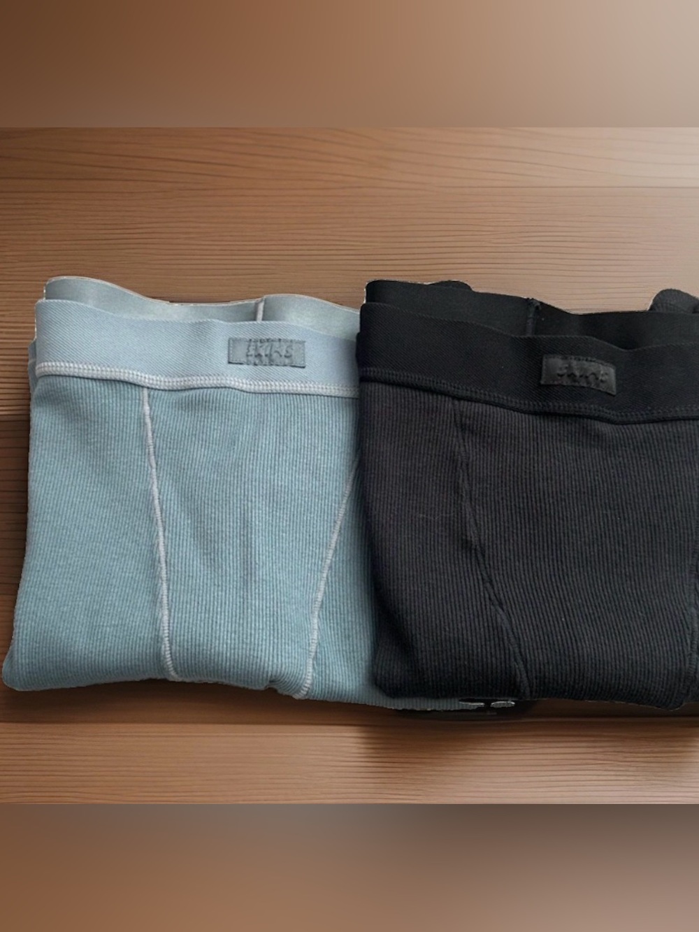 2 Skims Cotton Rib Boxers Black & Kyanite Sz Small